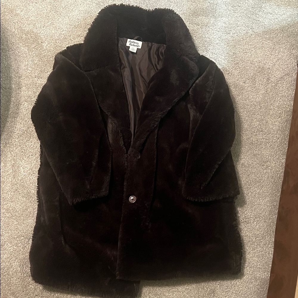 Anthony Richards Brown Faux Fur Coat Women’s 2X Vintage Style Plush Jacket